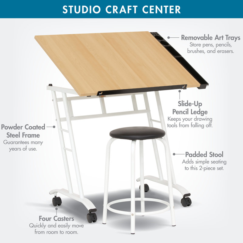 Crafton Adjustable Metal Base Drafting Table