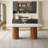 70.8" Oval Sintered Stone Dining Table Set With 6 Fabric Upholstered Dining Chairs