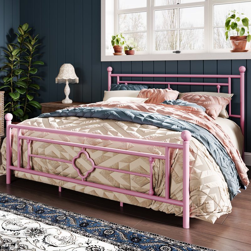 Erberto Platform Bed, Queen, Pink