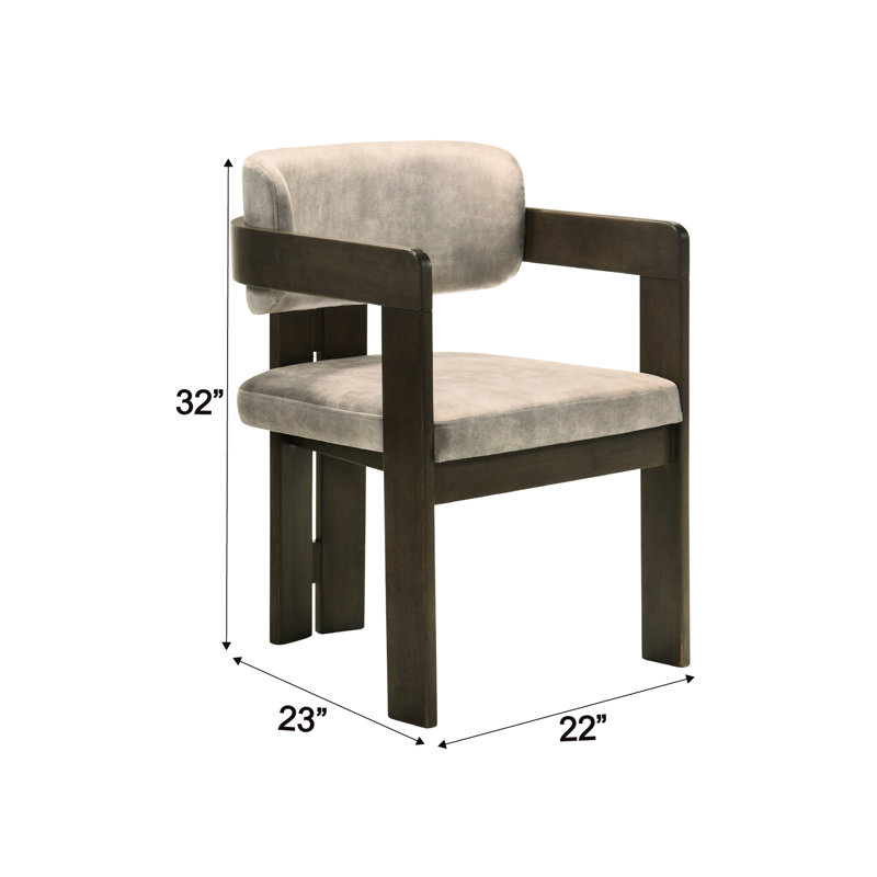 2 pièces Chaise d'appoint grise avec détails en noyer - Paire de rembourrage confortable en microfibre et structure composite (de 2) Finition, rembourrage, composite, 23 po x 22 po 32 po, 25 lb