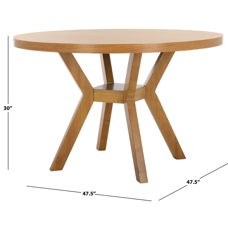 Round Solid Wood Base Dining Table, Natural