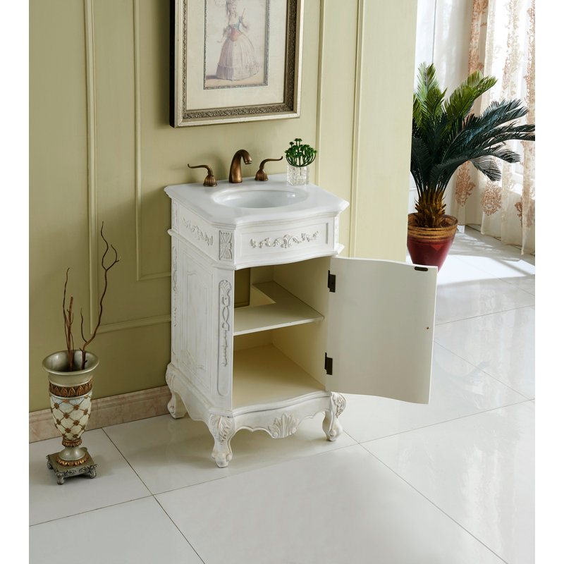 Ensemble de meuble-lavabo simple 21 po Lunette, Blanc antique, Blanc Ivoire