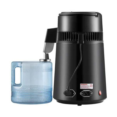 Distillateur d'eau, filtre purificateur d'eau pur 4 L 1,05 gallons pour comptoir domestique, machine à eau distillée 750 W, distillateur intérieur en acier inoxydable pour faire de l'eau propre, noir