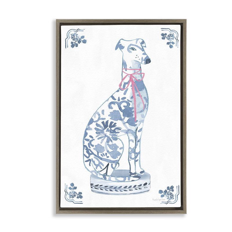 Cadre flottant Statue de chinois Chinoiserie, design par Mercedes Lopez Charro, H 31 po x l 21 po