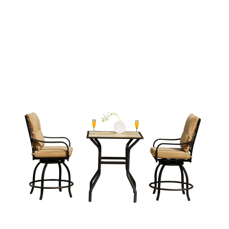 Ensemble de bar d'extérieur avec tabourets pivotants et table de bout 3 pièces Outdoor Living