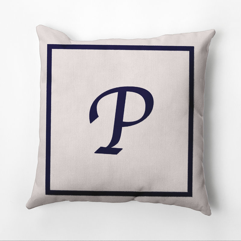 Reversible Throw Pillow, 26"x26", Navy Blue/White, P