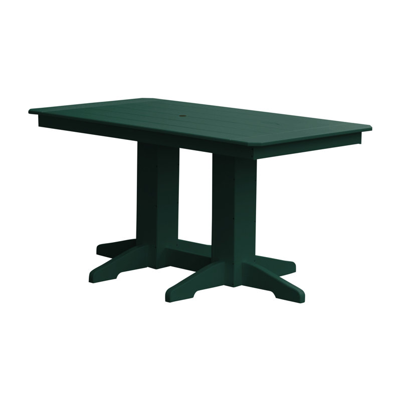 Nettie Rectangular Outdoor Dining Table With Umbrella Hole , in. W 33'' in. D, Turf Green, 60" L x 33" W