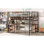 Lit mezzanine en métal noir avec bibliothèque, bureau et armoire. Économisez de l'espace dans les espaces étroits. Qualité de fabrication solide. Assemblage complet requis. Maximisez les espaces confinés. Structure.
