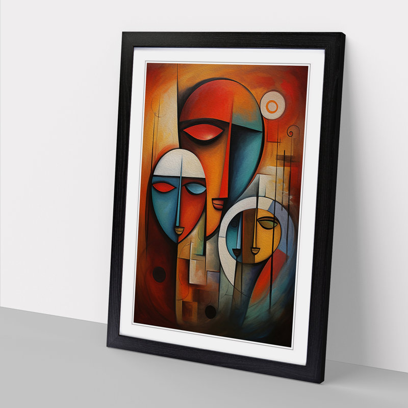 Loving Family Abstract - Single Picture Frame Print on Wood, 34cm H x 25cm W x 2cm D, Black