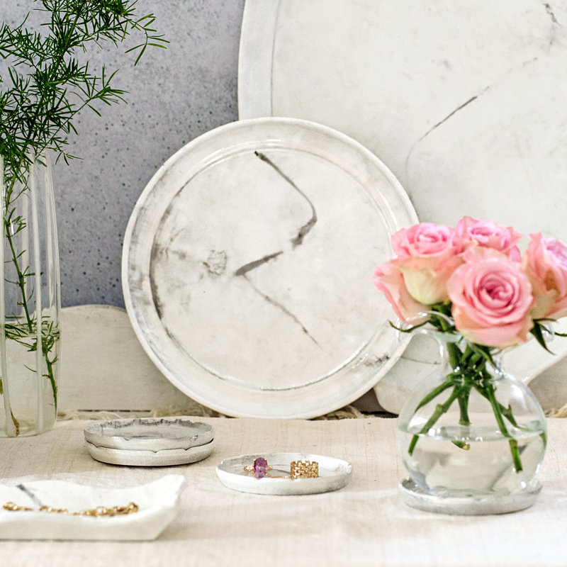 Petit plateau rond en marbre Florentine