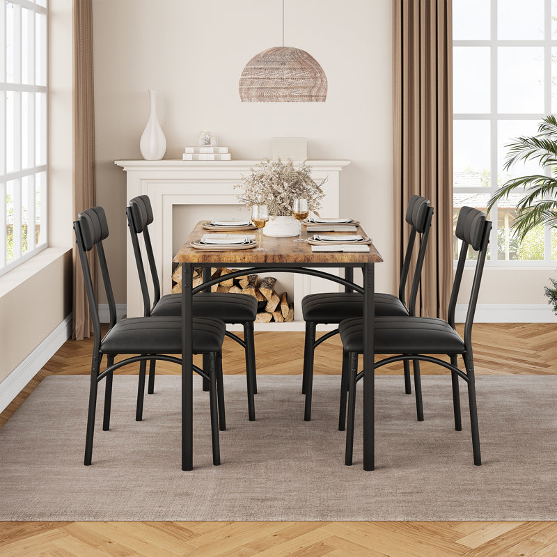 Anayshia Four Leg Dining Set, Brown