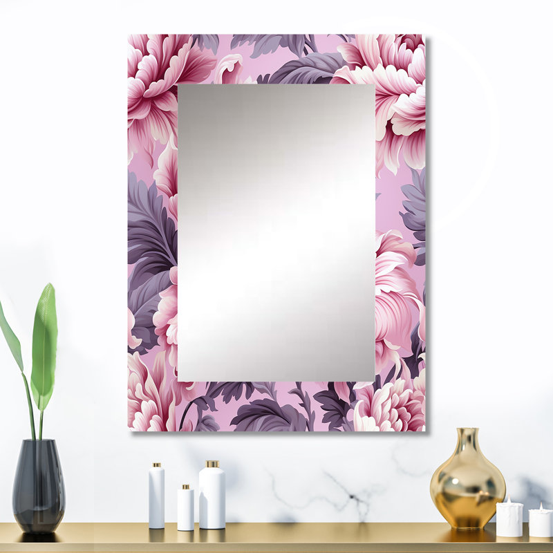 Motif de pivoines roses Derrymore Harmony - miroir floral, miroir mural floral unique, impression d'art en métal