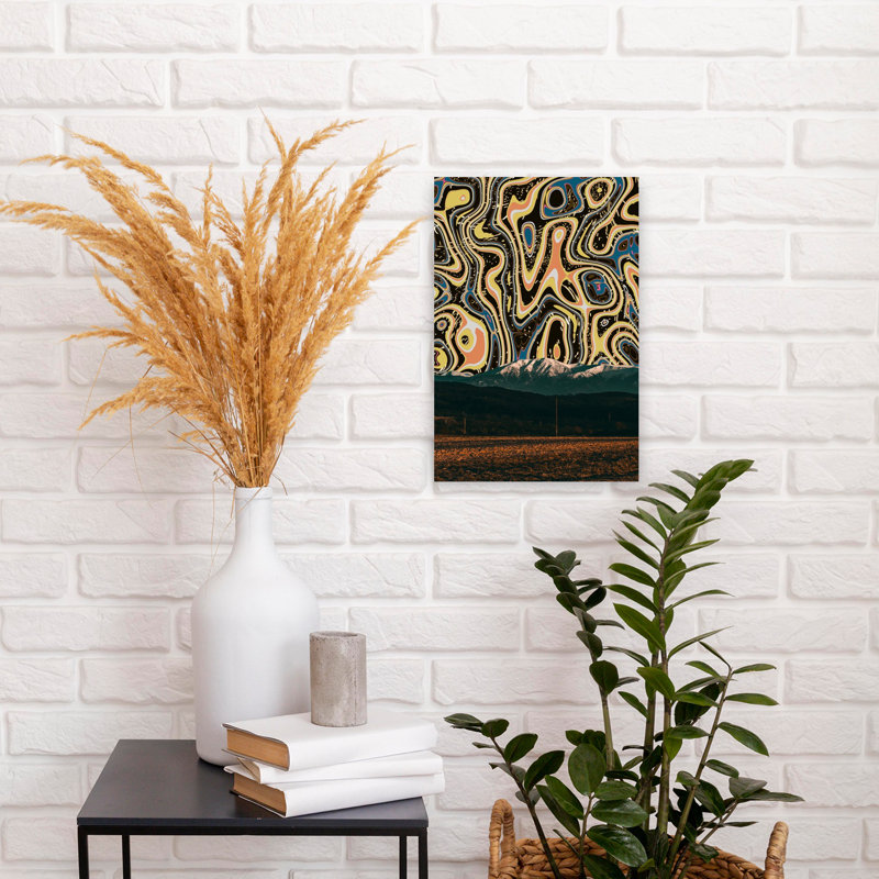 Art mural abstrait contemporain psychédélique, H 18 po x l 12 po