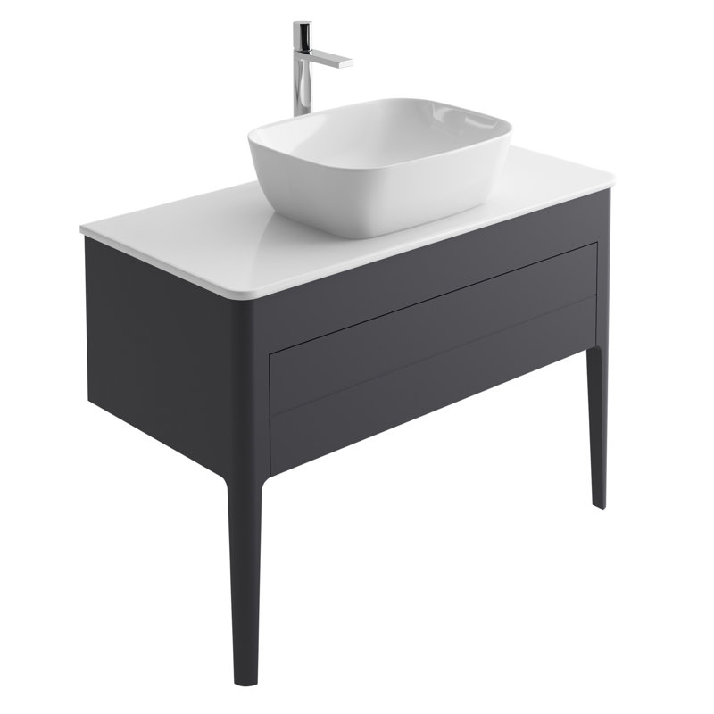 Senah 100cm Single Bathroom Vanity Base Only, Deep Grey