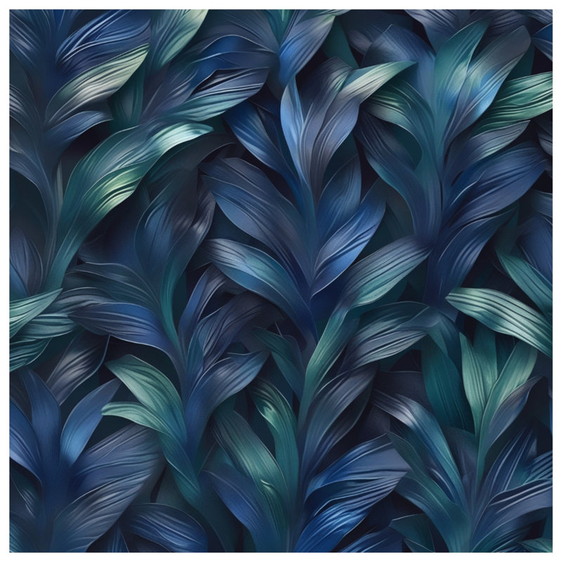 Blue Foliage Leaves Comforter, King