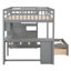 Lit double superposé au dessus d'un lit double avec bureau-716772353