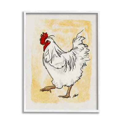 «Yellow Country Chicken Portrait», estampe numérique sur toile grise de Shanda Louis