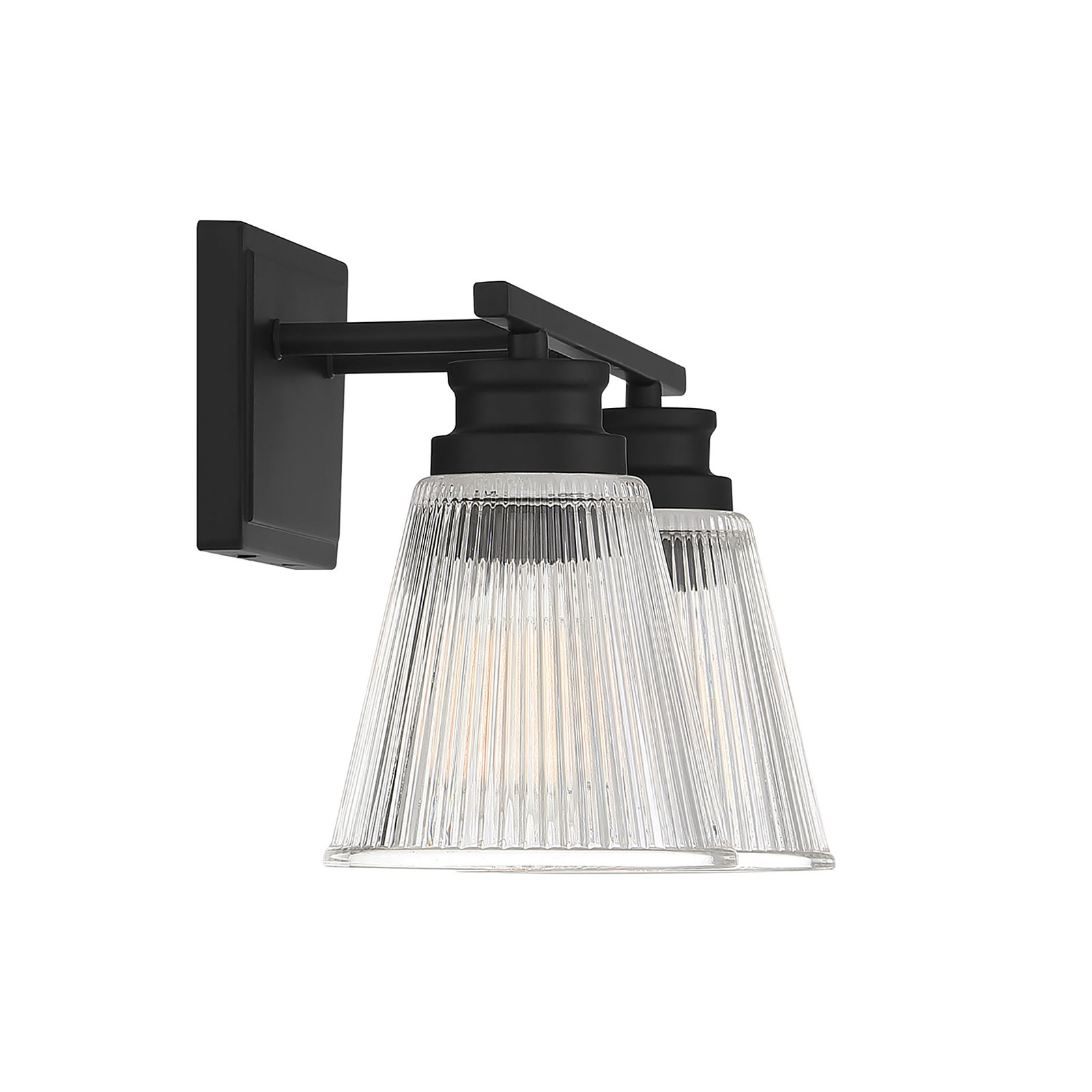 Orsina 2 Light Ribbed Dimmable Vanity Light, Matte Black