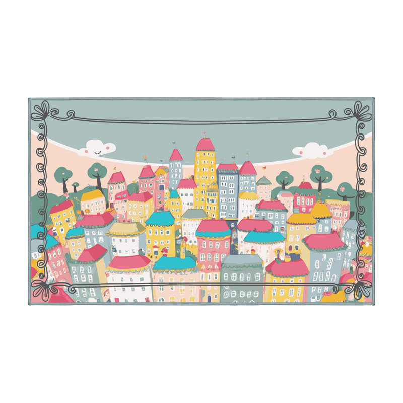 Harriet Bee Washable City Scape Rug, Rectangle 5' x 8'