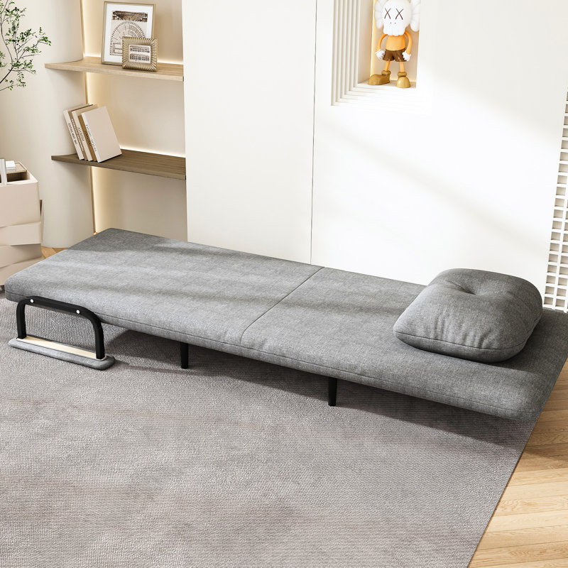 Lit convertible pliant gris avec 5 coussins et 5 coussins, idéal pour les salles familiales, l'espace et le confort