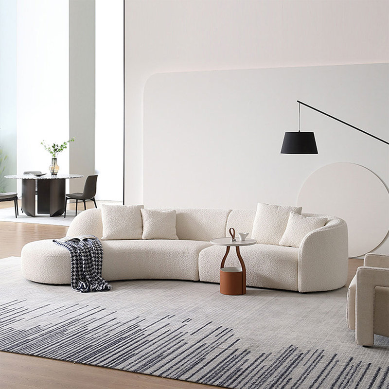 Canapé modulaire 2 pièces rembourré, Velours blanc, Orienté à gauche (vu de face)