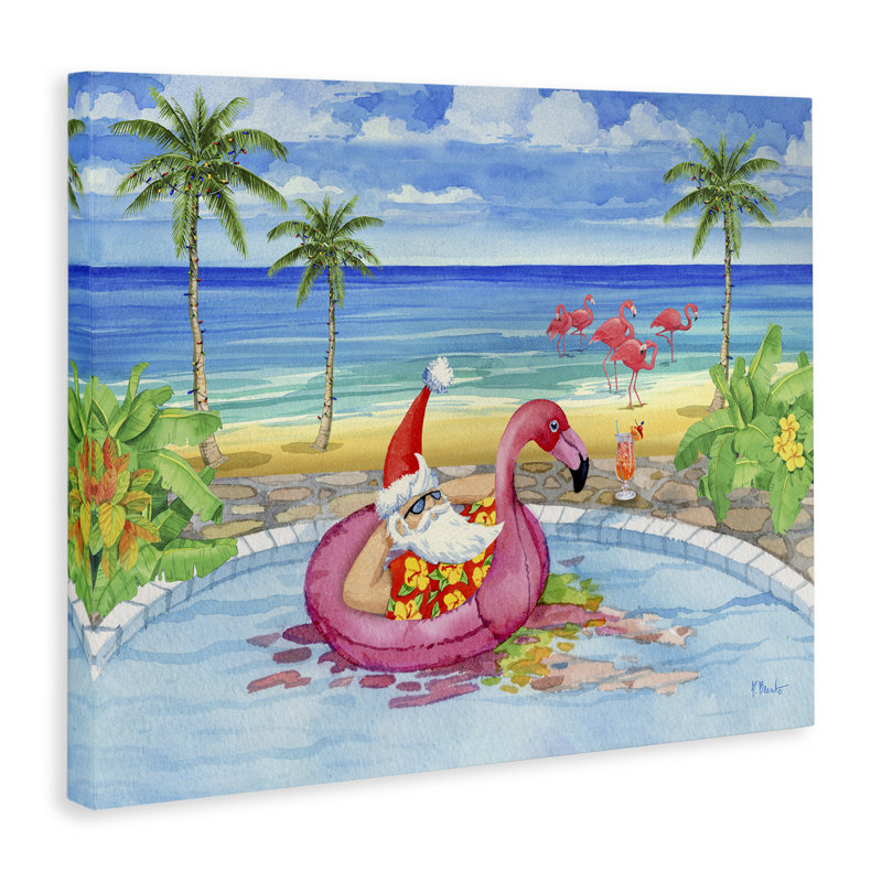 «Santa with Pool Float» par Paul Brent, H 36 po x l 48 po