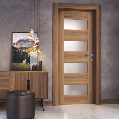 Porte standard préfinie en bois massif et en verre manufacturé Avon 07 08 DIY-FRIENDLY
