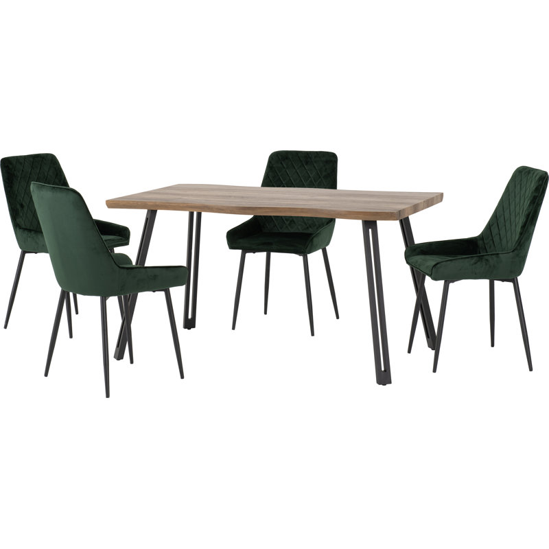  Cheshire Wave Edge Dining Set, Emerald Green