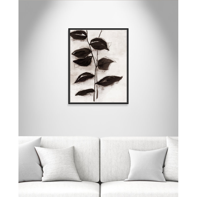 Feuilles I - Toile à cadre flottant, Cadre noir, H 29,5 po x l 23,5 po x P 2 po