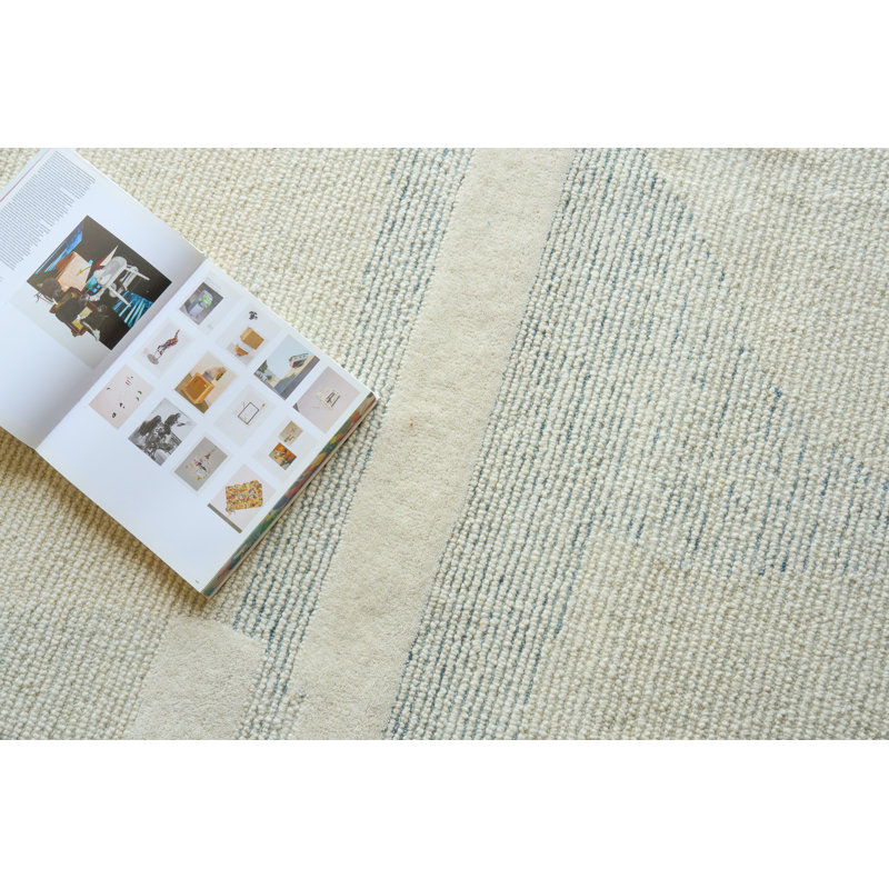 Janesko Hand Tufted New Zealand Wool Ivory/Blue Area Rug, 10'X14'