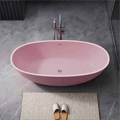Baignoire une pièce autoportante ovale en pierre artificielle 59,06 po x 30,71 po à usage domestique