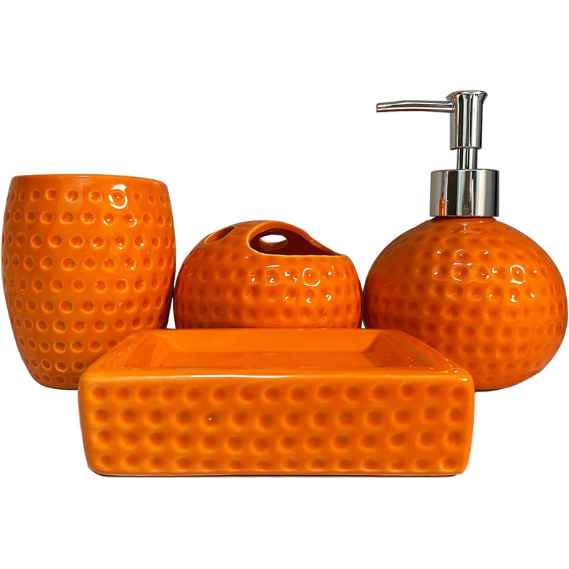 Bathroom accessory set in orange