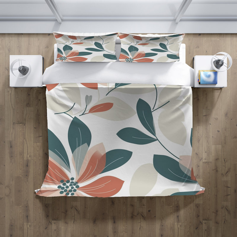Floral Duvet Cover, King Duvet Cover + 2 King Shams