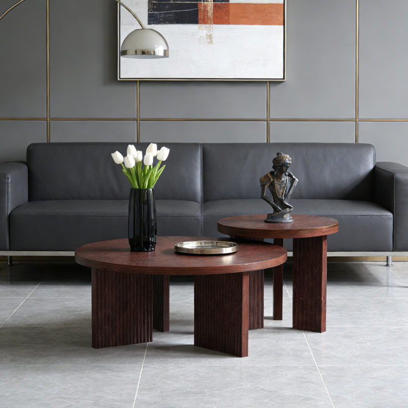 Coffee Table And End Table Set, Burgundy