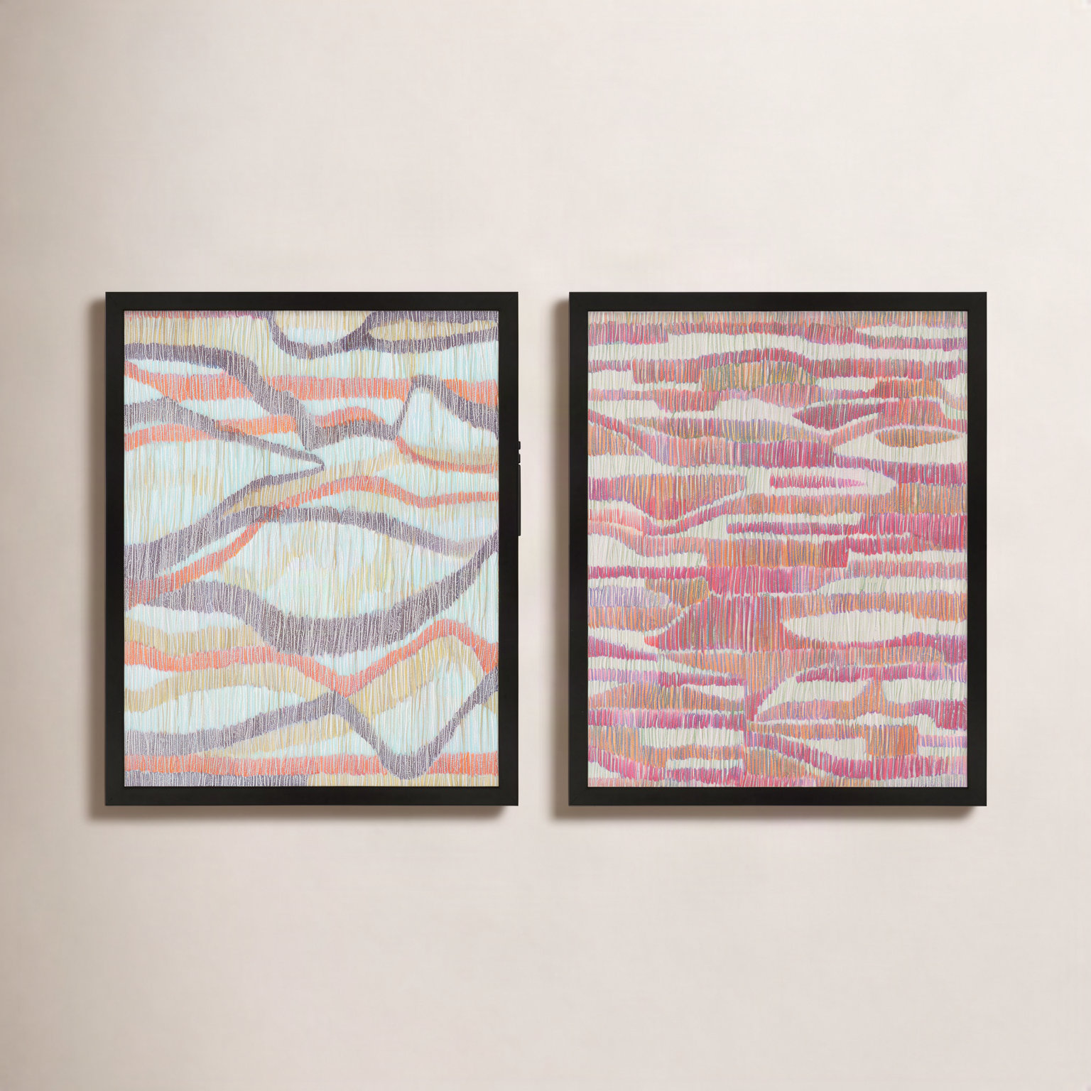 Rhythm and Ripples 2-Piece Painting Set, 20" H x 16" W x 1.25" D, Black Framed