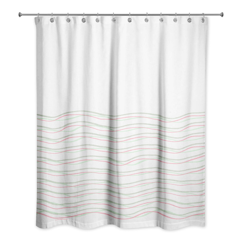 Perine Striped Shower Curtain, Pink