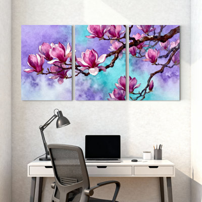 Ensemble de 3 impressions sur toile Magnolia