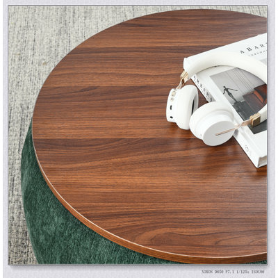Round Storage Ottoman, 2 in 1 Function, Work as End table and Ottoman,with small seat,Green(25"x25"x14.7")