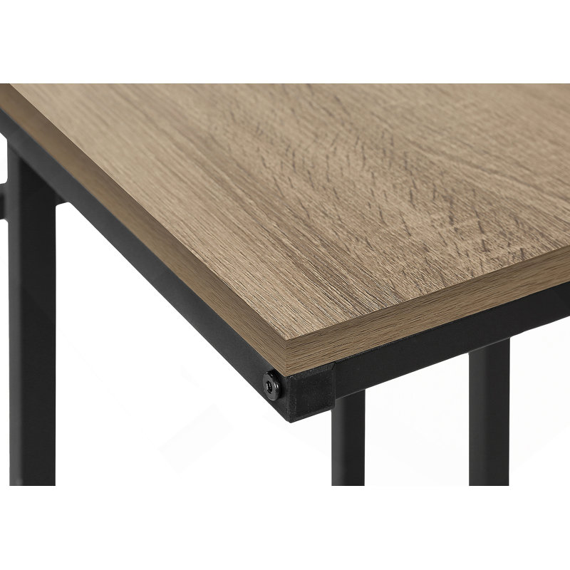 Table d'appoint, en forme de C, bout, côté, collation, stratifié brun, métal noir, contemporain, moderne, Taupe