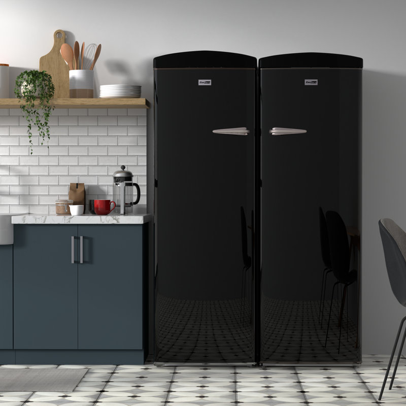 Conserv 24in Retro Set Refrigerator 11cf + Upright Freezer 8.3cf E-Star 110V, Black