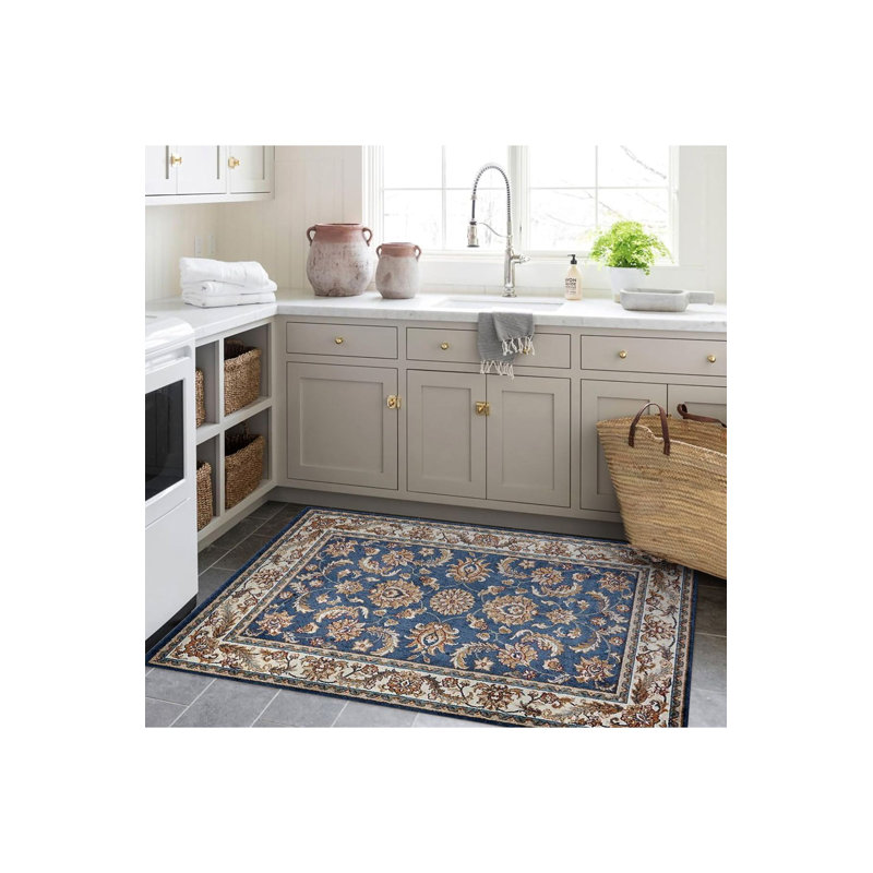 Tapis décoratif à motif tissé bleu et beige Northern Collection, Sous-tapis rectangulaire 5 pi 1 po x 7 pi 7 po inc