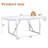 Modern 71" Rectangular Dining Table with Geometric Metal Base and Thick Synthetic Wood Top