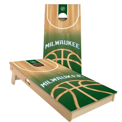 Milwaukee Basketball Cornhole Board Set | Includes (2) Boards, (8) Bags & Optional Accessories
