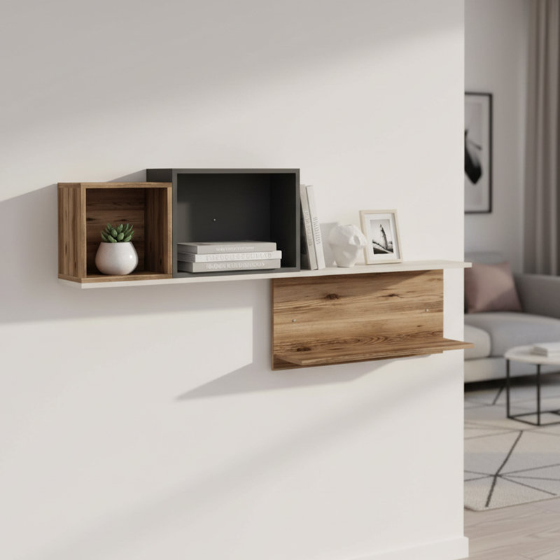 Floating Shelf, Black/Brown