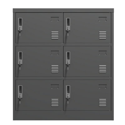 6-Door Employee Storage Locker, Metal Lockers For Office, Gym, School, And Homewith Card Slot
