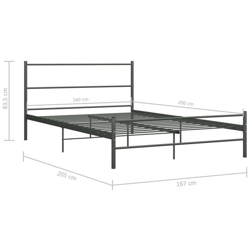 Del Mesa Metal Bed Frame, 160 x 200cm, grey