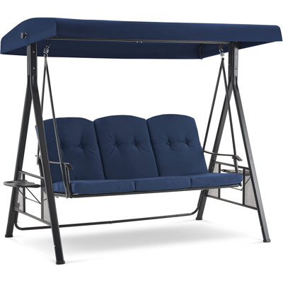 Kosumo 3 Seat Outdoor Porch Swing Chair with Adjutable Canopy