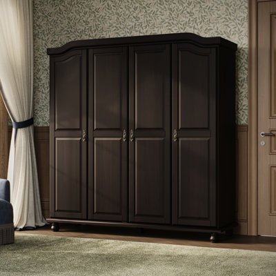 Armoire penderie 100% bois massif 4 portes Kyle