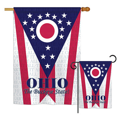 Ensemble de 2 drapeaux verticaux décoratifs en polyester à 2 côtés ohio americana