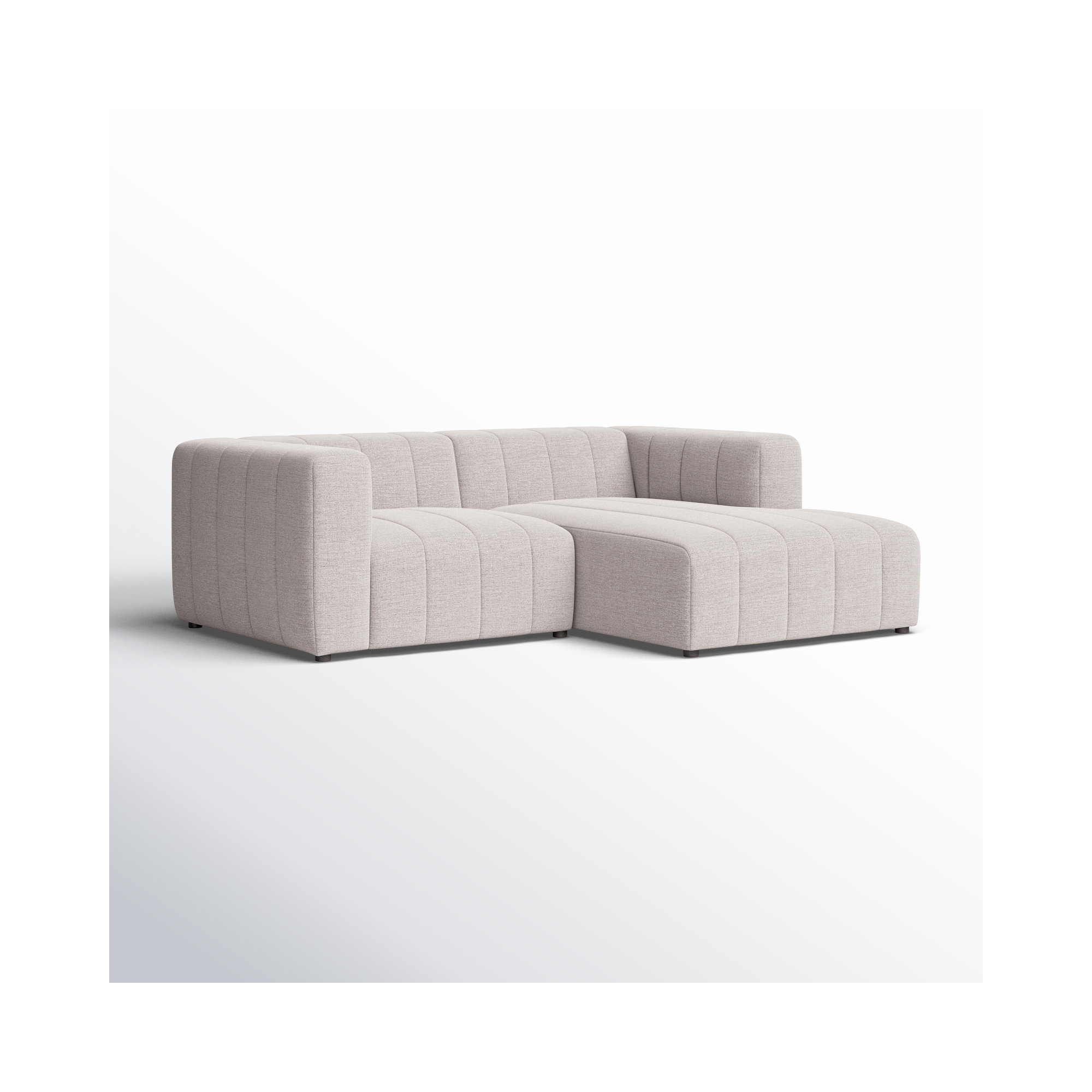 Bowry 88" Wide Sofa & Chaise, Right Hand Facing, Gray Polyester